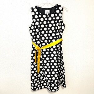 ANTONI & ALISON LONDON Dress A-Line Belted Princess Seams Womens‎ M Black White